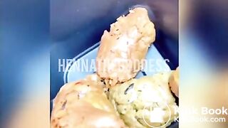 Slim ebony girl shits