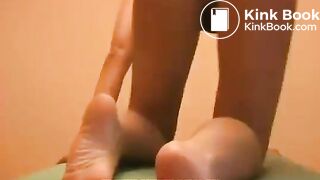 Blonde farts and poops on a table