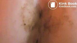 Blonde farts and poops on a table