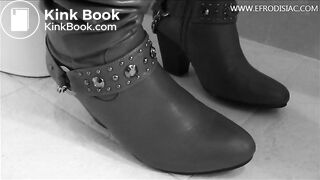 Big breasted lady expels an enema and unflushable poop