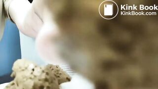 Scat smear in public bathroom