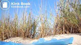 Russian girl poops in the sand dunes