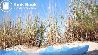 Russian girl poops in the sand dunes