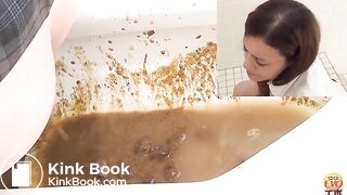 Japanese girl's huge enema expulsion