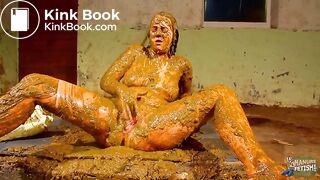 Betty squirts while being completely covered in cowshit