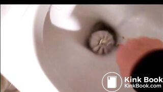 Big poop squatting over the bowl