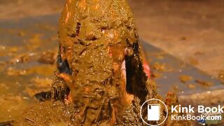 Betty has her whole face covered with cowshit