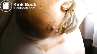 Mature bbw smearing shit on her huge tits