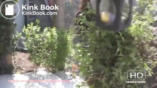 Pooping on her patio steps