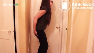 Sexy girl poop on the floor