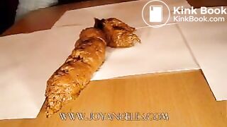 Blue jeans girl drops a big soft log