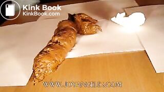 Blue jeans girl drops a big soft log