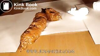 Blue jeans girl drops a big soft log