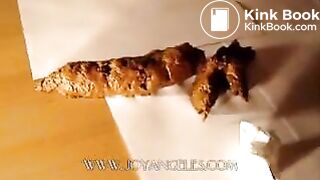 Blue jeans girl drops a big soft log