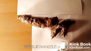 Blue jeans girl drops a big soft log