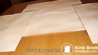 Blue jeans girl drops a big soft log