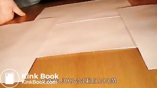 Blue jeans girl drops a big soft log