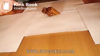 Blue jeans girl drops a big soft log