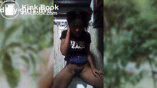 Young girl make dirty public show outdoor with pee