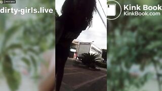 Young girl make dirty public show outdoor with pee