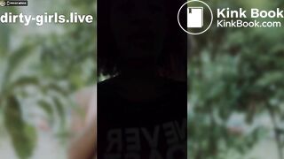 Young girl make dirty public show outdoor with pee