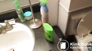 Pretty redhead poops into her clogged toilet