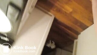 Pretty redhead poops into her clogged toilet