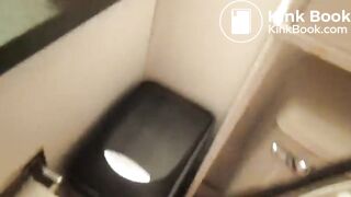 Pretty redhead poops into her clogged toilet