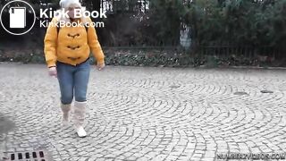 Blonde has an urgent pee and poop
