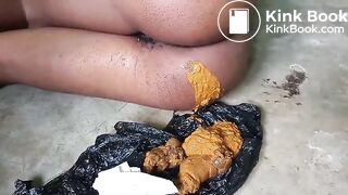 Pinky Prada strains out a big messy poop