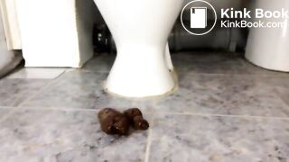 She shits next to the toilet
