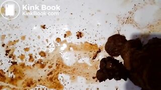 Blonde poops a huge shit in the bath