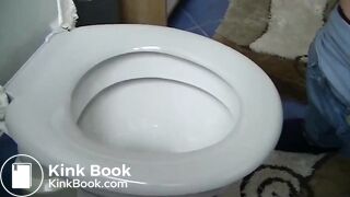 She missed the toilet bowl
