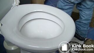 She missed the toilet bowl