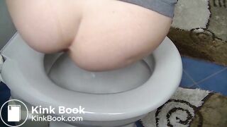 She missed the toilet bowl