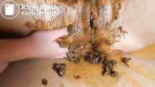 Messy lesbian scat action