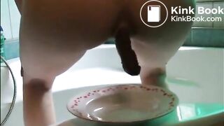 Girl shit and piss on a plate