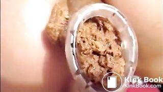 Crazy milf in lingerie put speculum in her ass and shitting