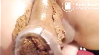 Crazy milf in lingerie put speculum in her ass and shitting