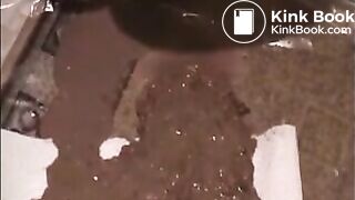 Mature woman shitting diarrhea on the floor