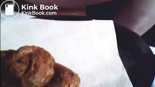 Big hairy mature woman shitting and showing us