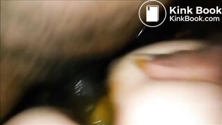 Anal fucked by bbc making cock dirty of shit