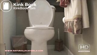 Tegan drops a big solid poop on the bathroom floor