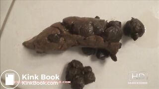 Tegan drops a big solid poop on the bathroom floor