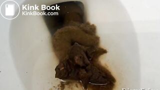 Hairy lady's massive shit