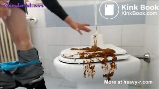 Shit on the toilet seat and smeared shit on the face