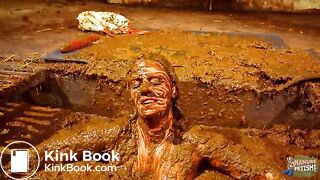 Betty has fun in the manure channel - bathing in cowshit