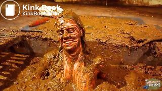 Betty has fun in the manure channel - bathing in cowshit