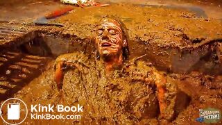 Betty has fun in the manure channel - bathing in cowshit