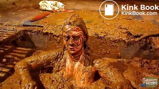 Betty has fun in the manure channel - bathing in cowshit